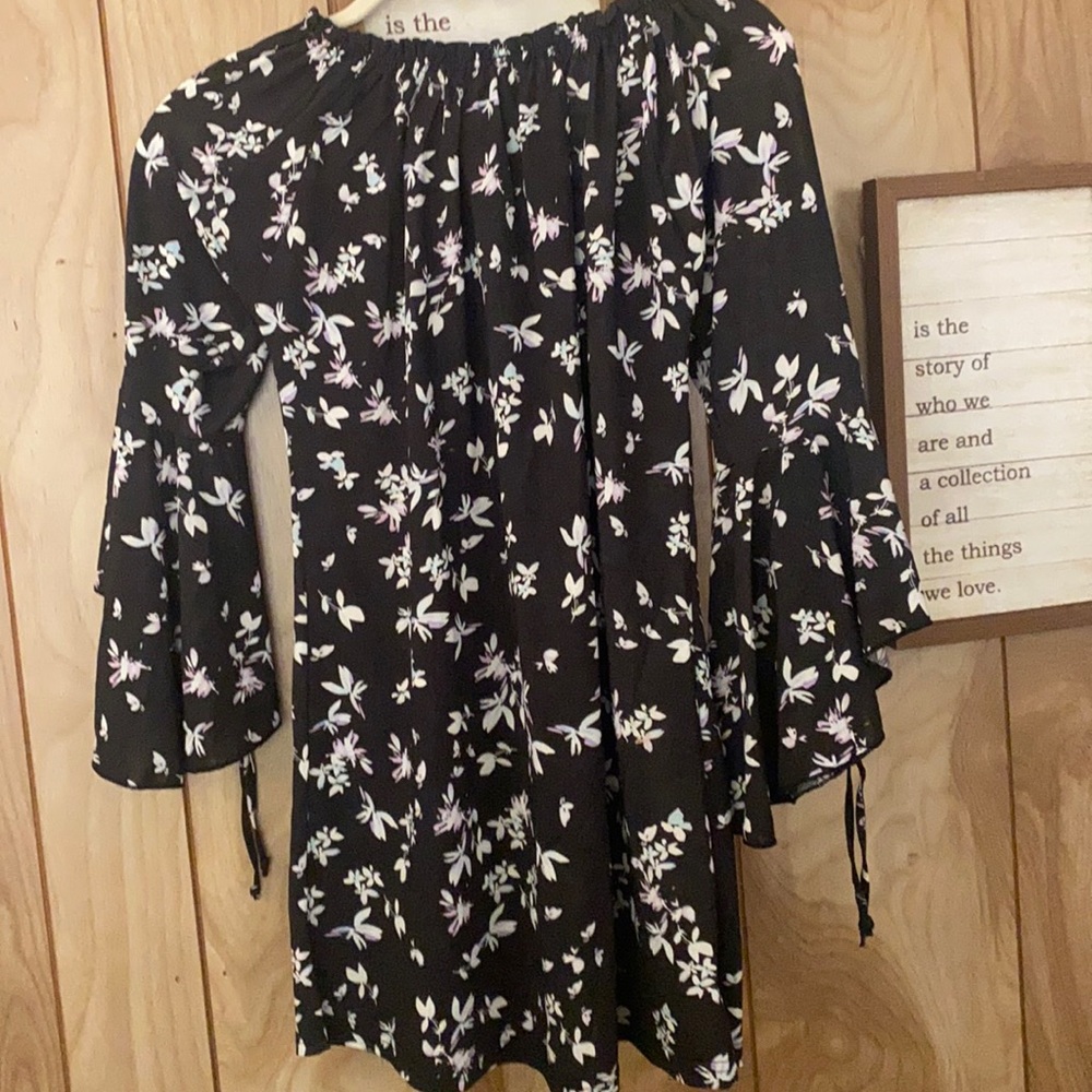 Black silky floral dress
